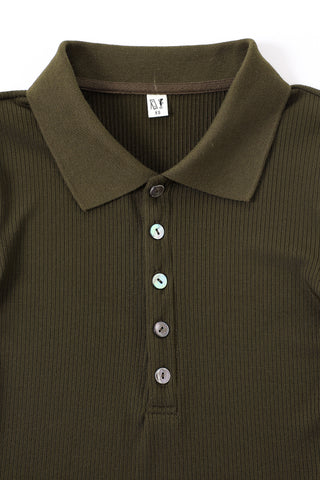 Tencel Long Sleeve Polo Coffee