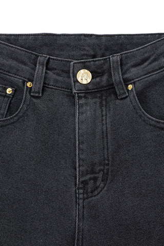 TALL Wide Leg Nap Jeans for Big Butts Black Denim