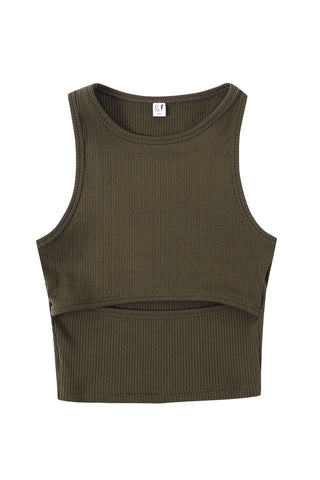 Underboob Tencel Rib Tank Coffee