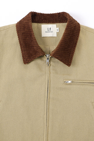 Canvas Construction Crop Jacket in Khaki/Brown