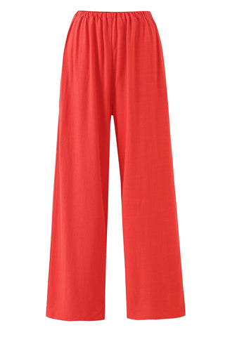 Red Soft Linen Pants