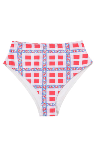 Gingham Ribbon Plaid High Waist Bikini Bottom