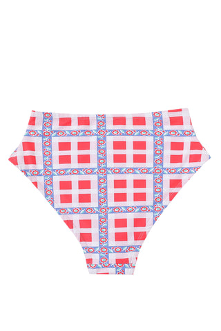 Gingham Ribbon Plaid High Waist Bikini Bottom