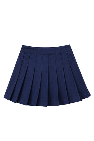 Navy Pleated Micro Mini Skirt