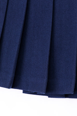 Navy Pleated Micro Mini Skirt