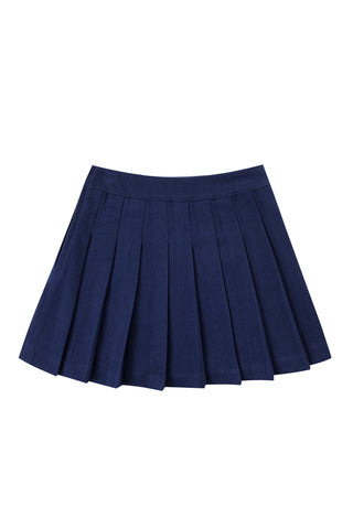 Navy Pleated Micro Mini Skirt