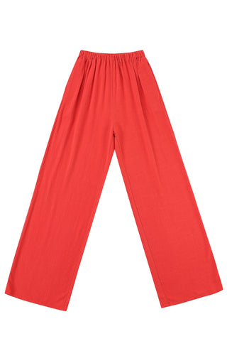 Red Soft Linen Pants