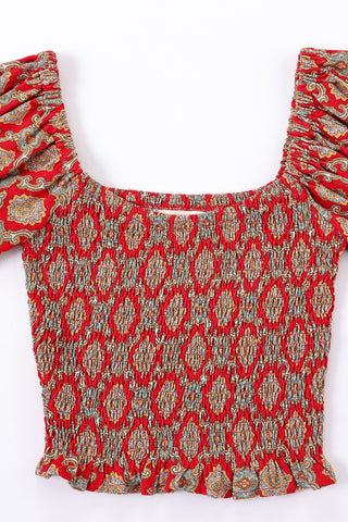 Fancy Red Couch Smocked Blouse