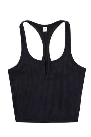 Split Racerback Tencel Rib Tank Black