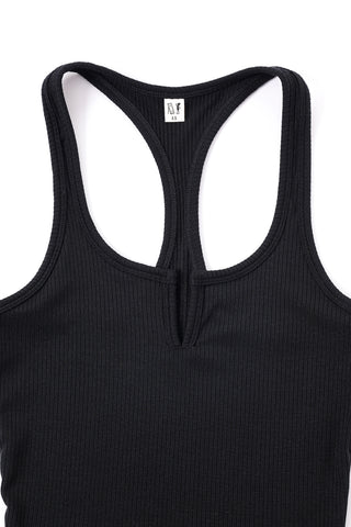 Split Racerback Tencel Rib Tank Black