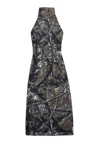 Forest Camo Halter Mesh Dress