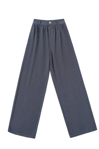 Charcoal Linen Straight Leg Trousers