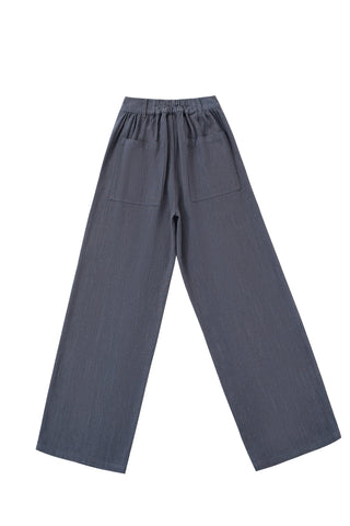 Charcoal Linen Straight Leg Trousers