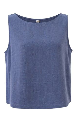 Soft Linen Shift Tank Blue