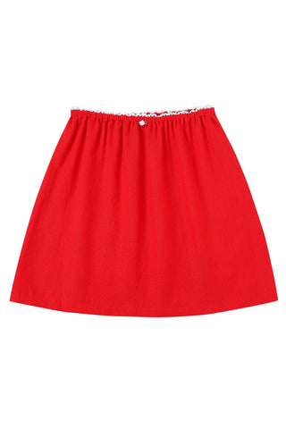 Red Linen Mini Slip Skirt