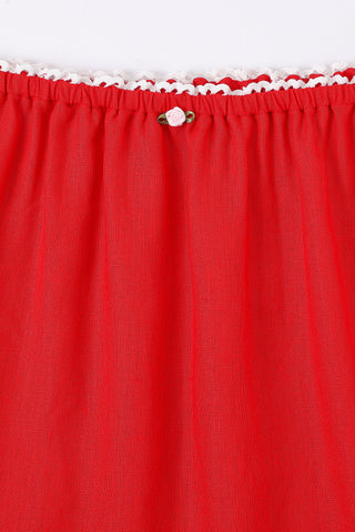 Red Linen Mini Slip Skirt