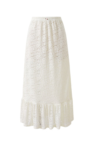 White Rose Double layer Lace Rosette Skirt