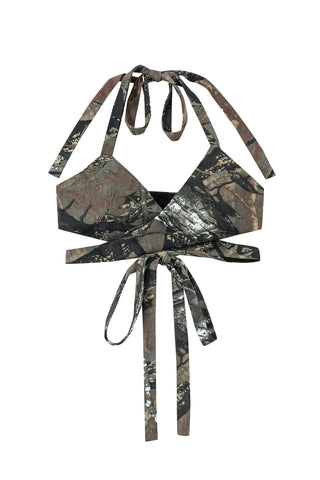 Forest Camo Wrap Halter Yoga/Swim Bra