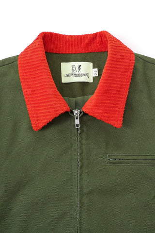 Canvas Construction light Jacket in Moss/red