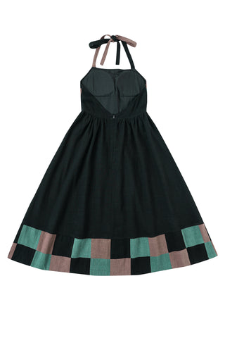 Mama Mia Linen Apron Dress Black/Green