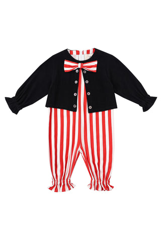 Toddler Striped Bowtie Clown Jumpsuit