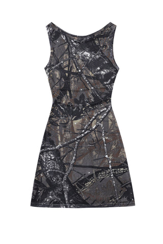 Forest Camo Mesh Mini Dress