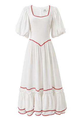 White Linen Ric Rac Folk Dress