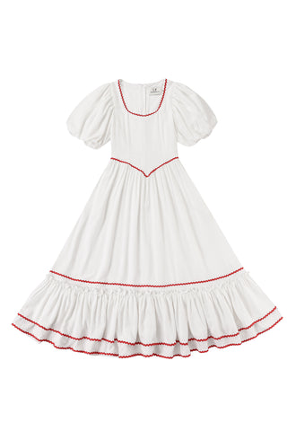 White Linen Ric Rac Folk Dress