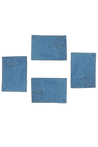 Set of 4 Denim Placemats Light wash