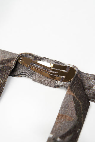 Forest Camo Linen Ribbon Hair Clip