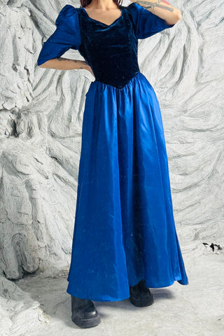 SAMPLE #47 - S Blue Velvet Satin Gown