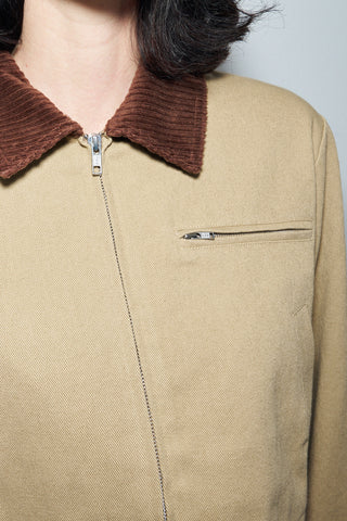 Canvas Construction Crop Jacket in Khaki/Brown