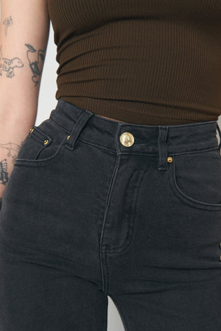 TALL Wide Leg Nap Jeans for Big Butts Black Denim