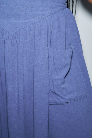 Tradwife Soft Linen Dress Blue