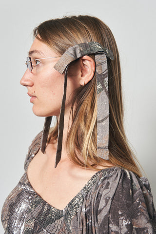 Forest Camo Linen Ribbon Hair Clip