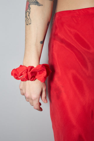 Red Cupro Small Scrunchie