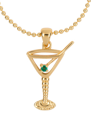 14K Gold Fill Emerald Martini Necklace