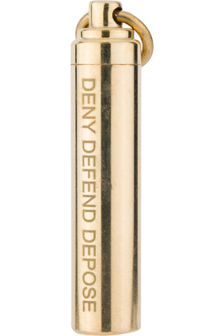 DENY DEFEND DEPOSE Brass Pill Holder Keychain