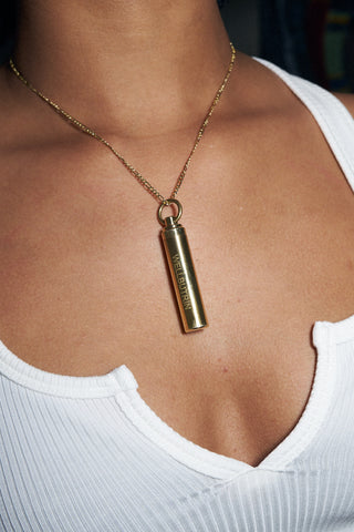 DENY DEFEND DEPOSE Brass Pill Holder Keychain