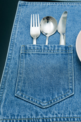 Set of 4 Denim Placemats Light wash