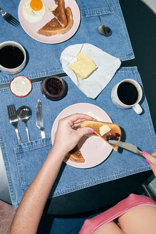 Set of 4 Denim Placemats Light wash